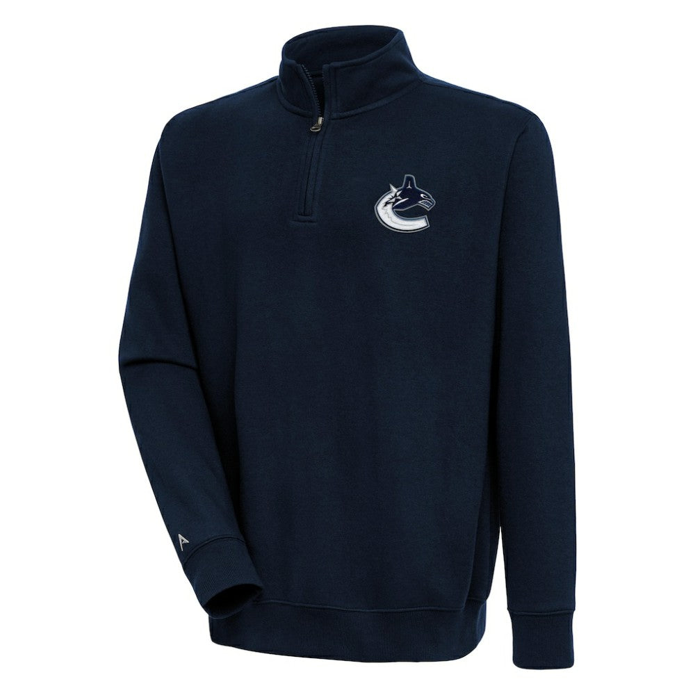 Vancouver Canucks Antigua Victory Quarter-Zip Pullover Top - Navy | US 200570799