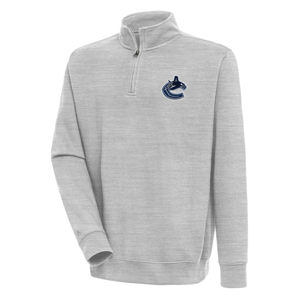 Vancouver Canucks Antigua Victory Quarter-Zip Pullover Top - Heather Gray | US 200570800
