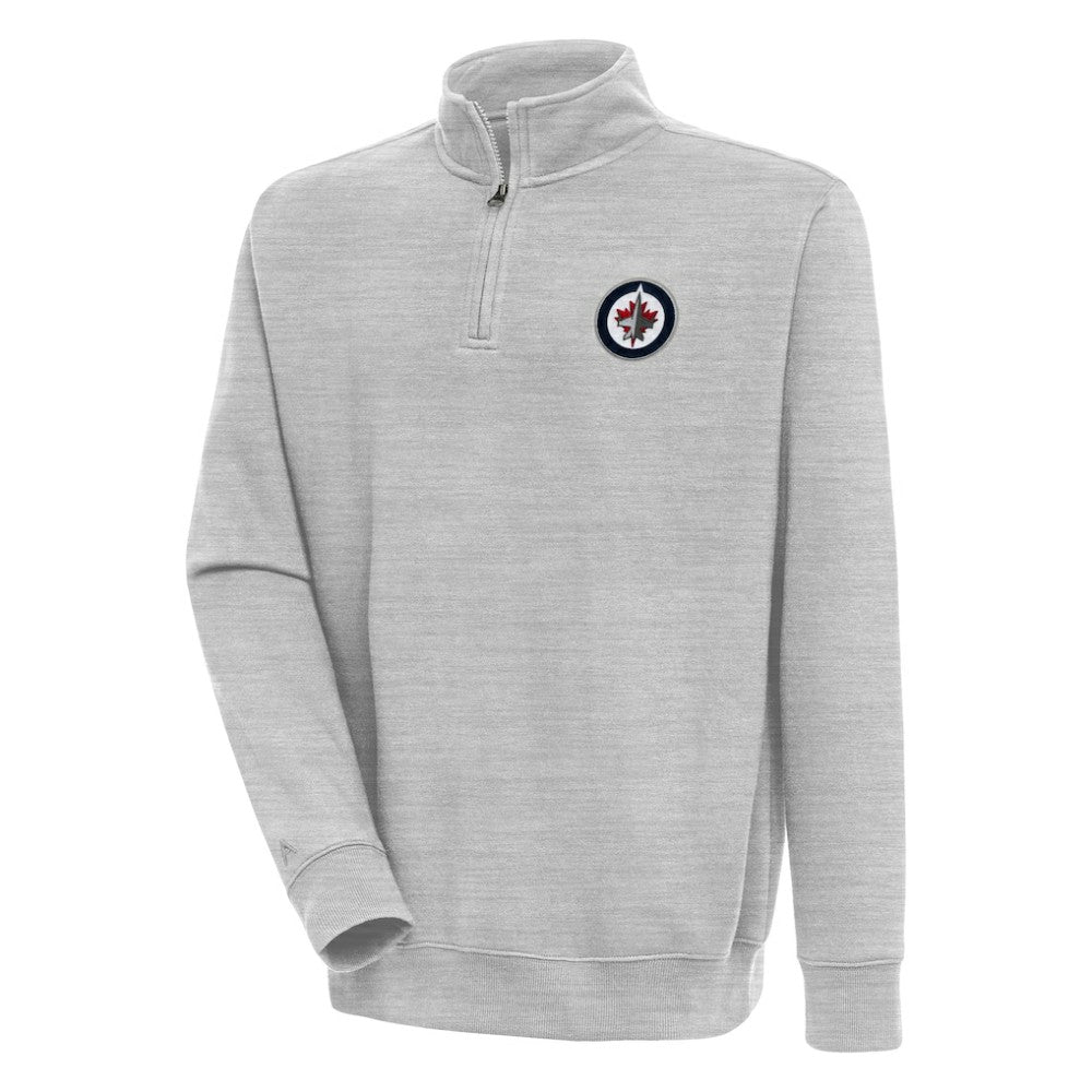 Winnipeg Jets Antigua Victory Quarter-Zip Pullover Top - Heather Gray | US 200570807