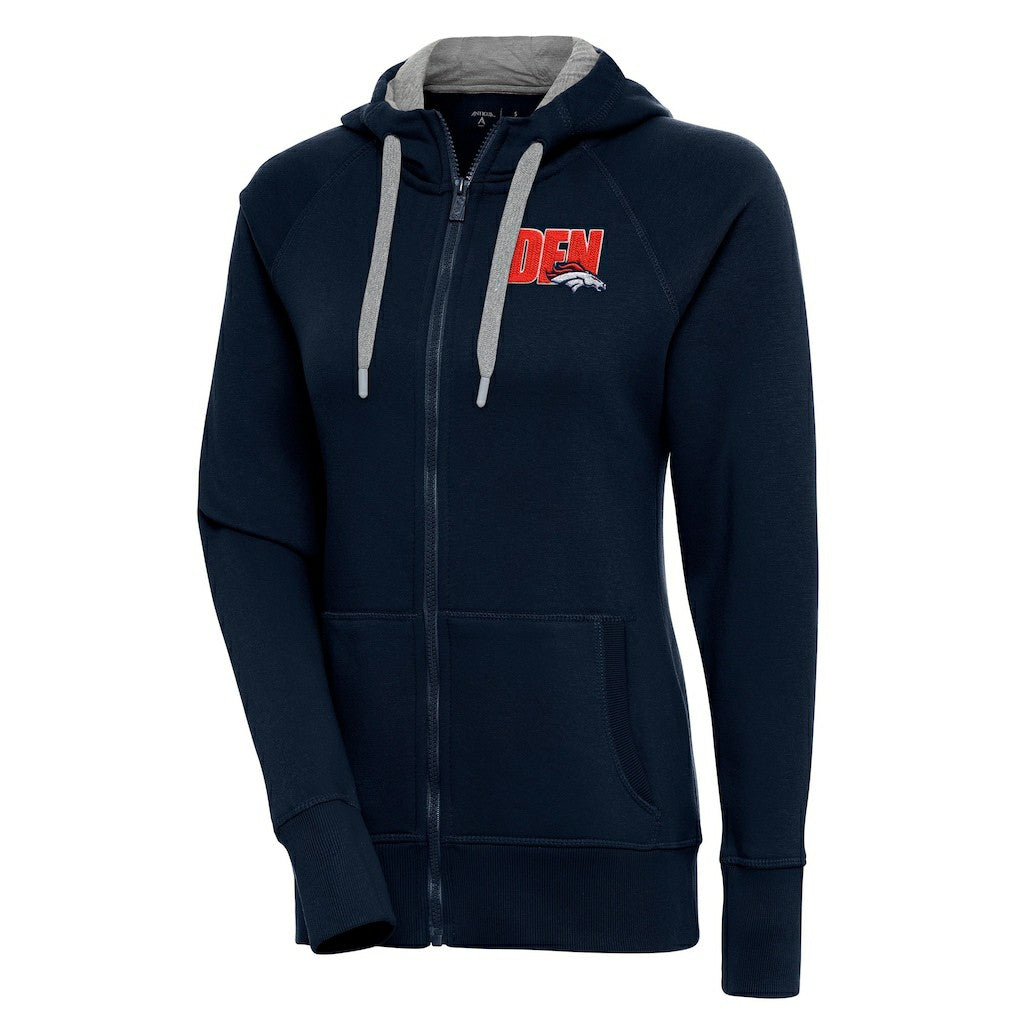 Denver Broncos Antigua Women's Victory Full-Zip Hoodie - Navy Hoodies