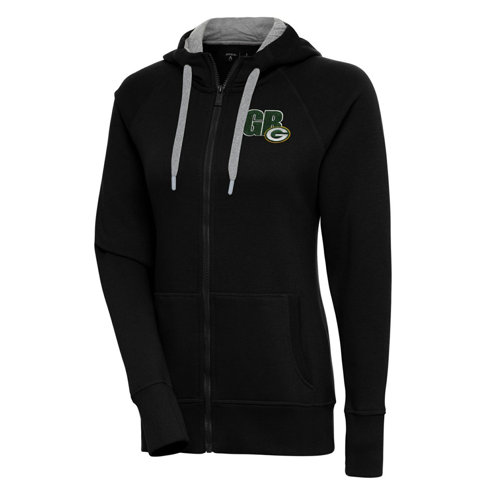 Green Bay Packers Antigua Women's Victory Full-Zip Hoodie - Black Hoodies