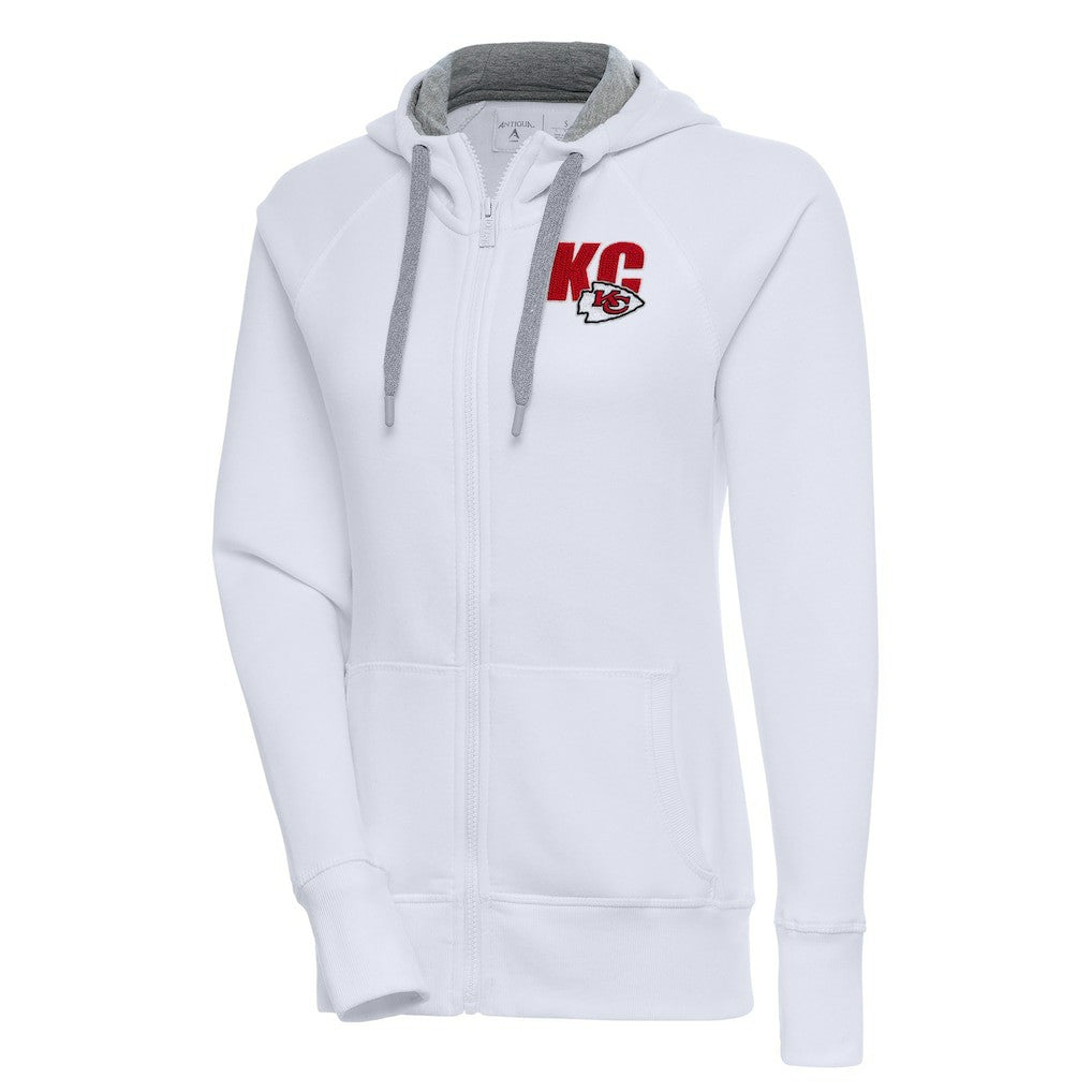 Kansas City Chiefs Antigua Women's Victory Full-Zip Hoodie - White Hoodies