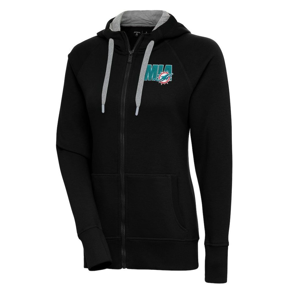 Miami Dolphins Antigua Women's Victory Full-Zip Hoodie - Black Hoodies