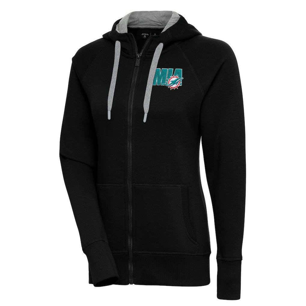 Miami Dolphins Antigua Women's Victory Full-Zip Hoodie - Black Hoodies