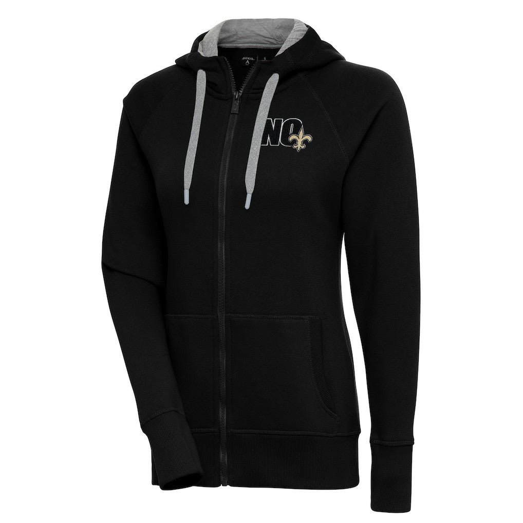 New Orleans Saints Antigua Women's Victory Full-Zip Hoodie - Black Hoodies