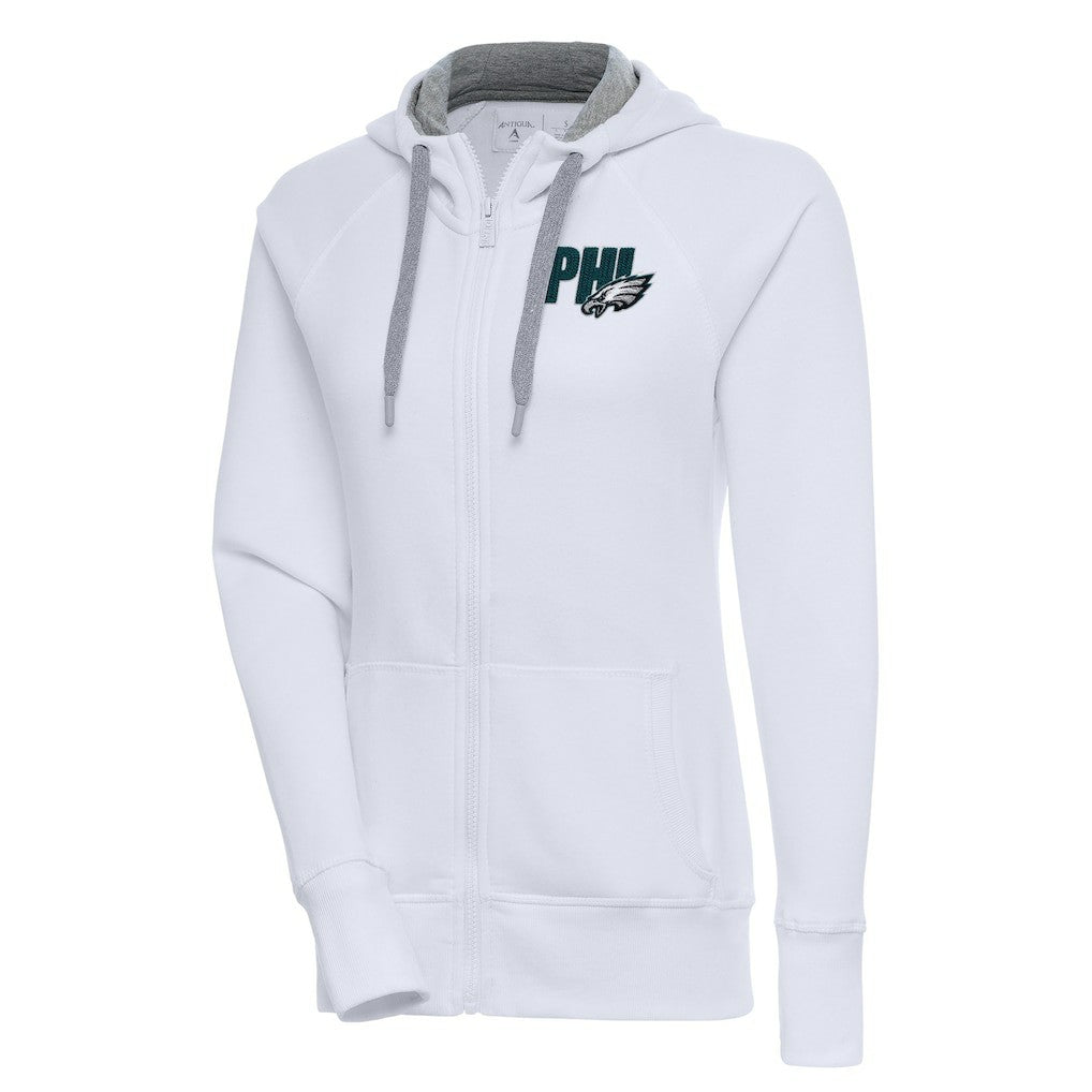 Philadelphia Eagles Antigua Women's Victory Full-Zip Hoodie - White Hoodies
