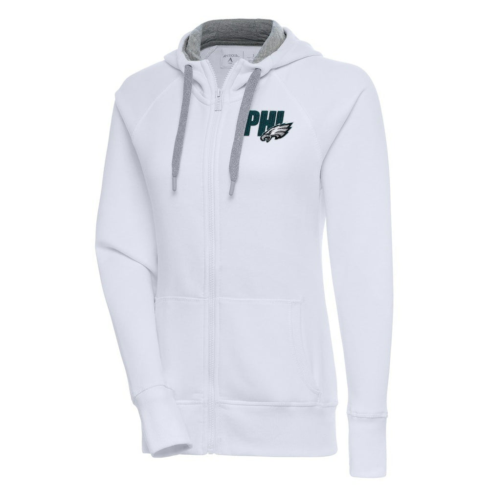 Philadelphia Eagles Antigua Women's Victory Full-Zip Hoodie - White Hoodies