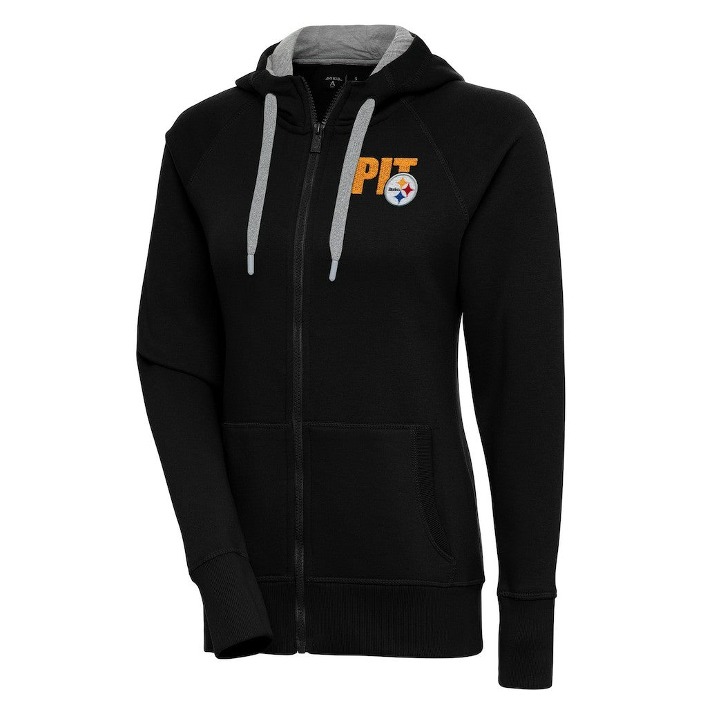 Pittsburgh Steelers Antigua Women's Victory Full-Zip Hoodie - Black Hoodies