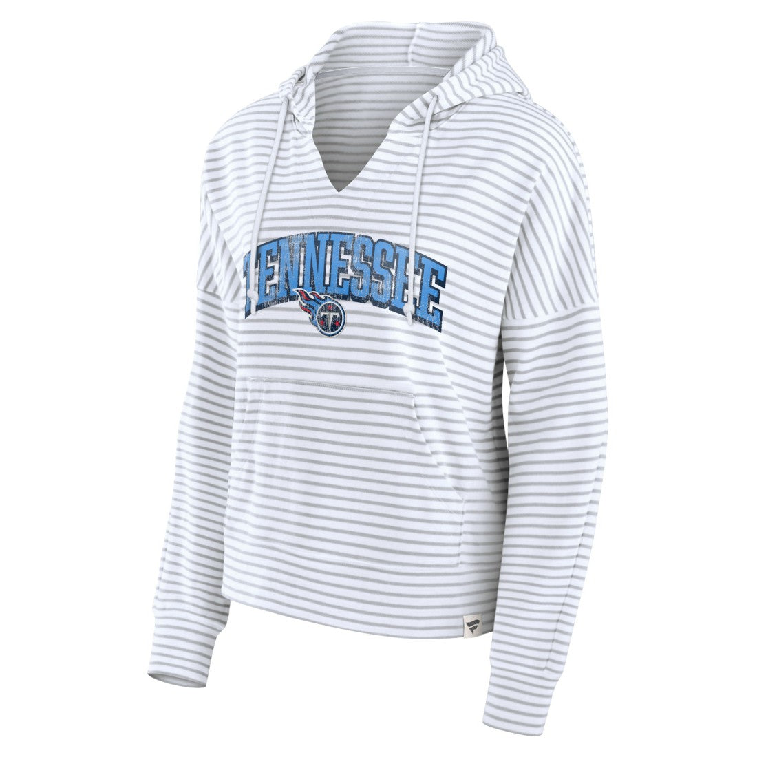 Tennessee Titans Women's Striped Notch Neck Pullover Hoodie - White/Gray Hoodies