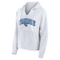Tennessee Titans Women's Striped Notch Neck Pullover Hoodie - White/Gray Hoodies