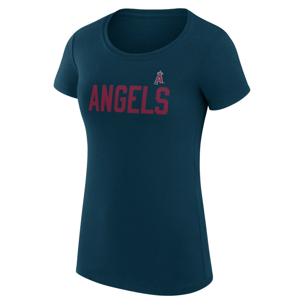 Los Angeles Angels G-III 4Her by Carl Banks Women's Super-Slim Fit Lightweight Dot Print T-Shirt - Navy T-shirts