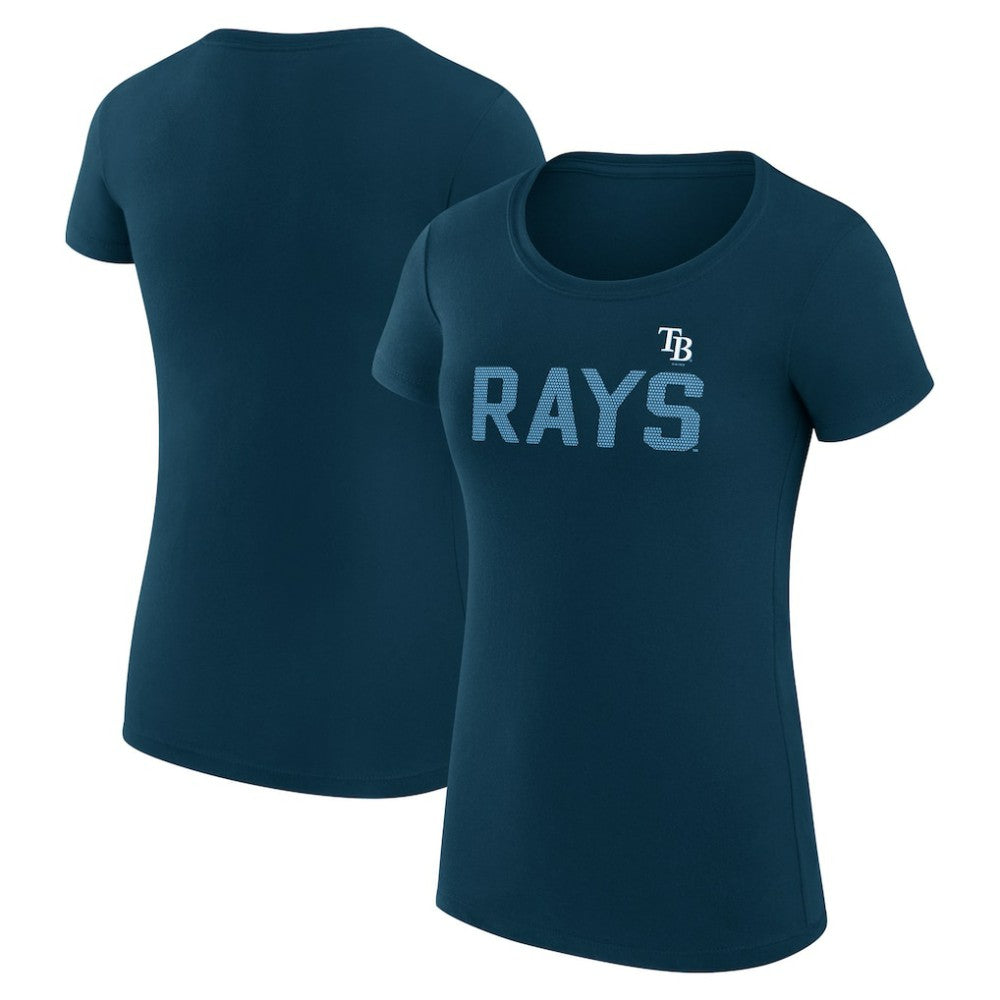 Tampa Bay Rays G-III 4Her by Carl Banks Women's Super-Slim Fit Lightweight Dot Print T-Shirt - Navy T-shirts