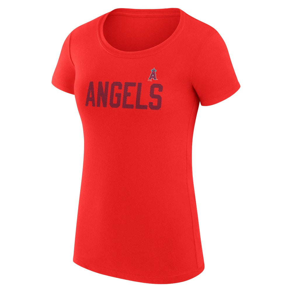 Los Angeles Angels G-III 4Her by Carl Banks Women's Super-Slim Fit Lightweight Dot Print T-Shirt - Red T-shirts