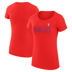 Texas Rangers G-III 4Her by Carl Banks Women's Super-Slim Fit Lightweight Dot Print T-Shirt - Red T-shirts