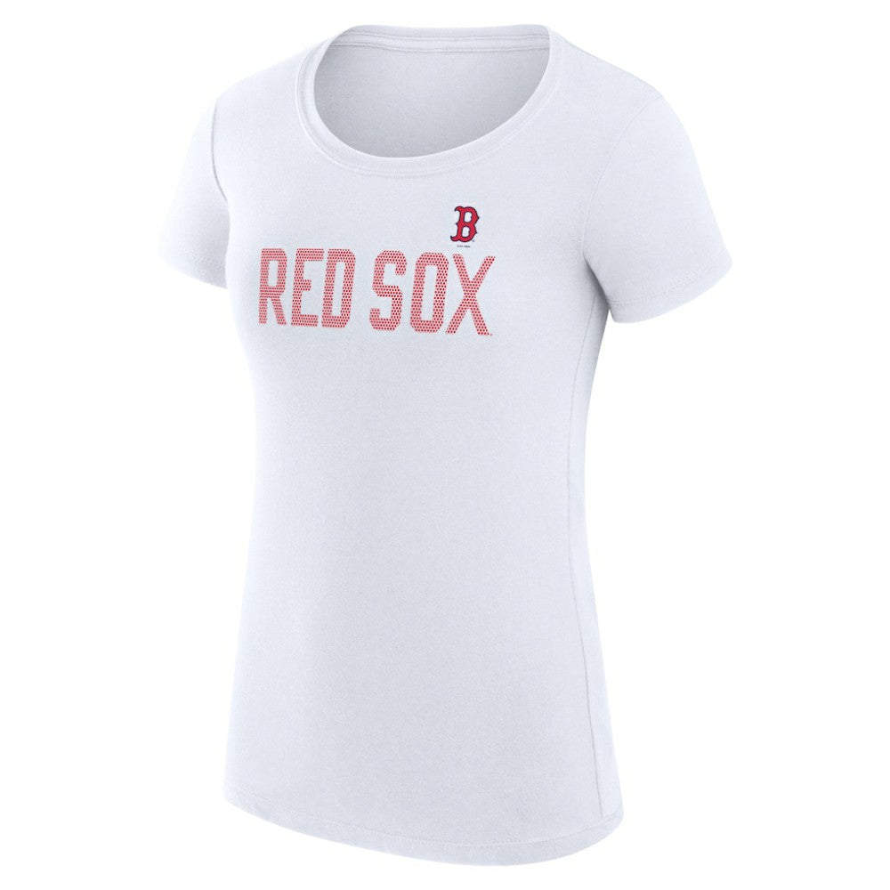 Boston Red Sox G-III 4Her by Carl Banks Women's Super-Slim Fit Lightweight Dot Print T-Shirt - White T-shirts