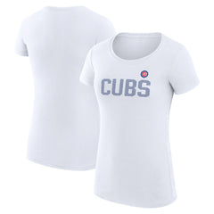 Chicago Cubs G-III 4Her by Carl Banks Women's Super-Slim Fit Lightweight Dot Print T-Shirt - White T-shirts