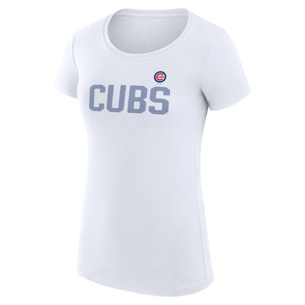 Chicago Cubs G-III 4Her by Carl Banks Women's Super-Slim Fit Lightweight Dot Print T-Shirt - White T-shirts