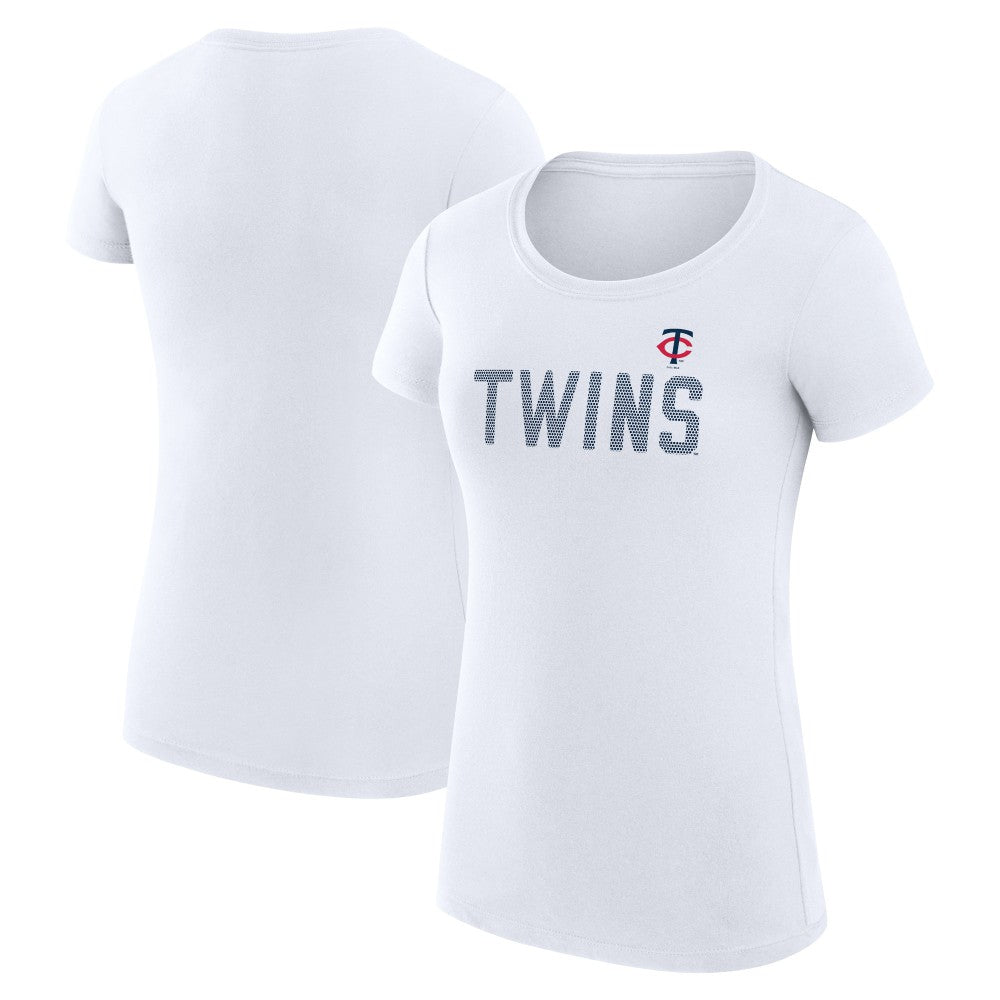 Minnesota Twins G-III 4Her by Carl Banks Women's Super-Slim Fit Lightweight Dot Print T-Shirt - White T-shirts