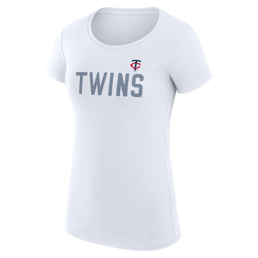 Minnesota Twins G-III 4Her by Carl Banks Women's Super-Slim Fit Lightweight Dot Print T-Shirt - White T-shirts