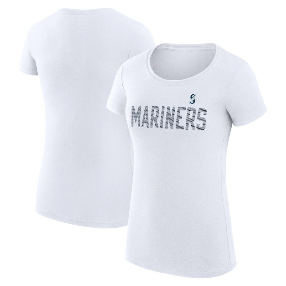 Seattle Mariners G-III 4Her by Carl Banks Women's Super-Slim Fit Lightweight Dot Print T-Shirt - White T-shirts