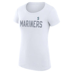 Seattle Mariners G-III 4Her by Carl Banks Women's Super-Slim Fit Lightweight Dot Print T-Shirt - White T-shirts