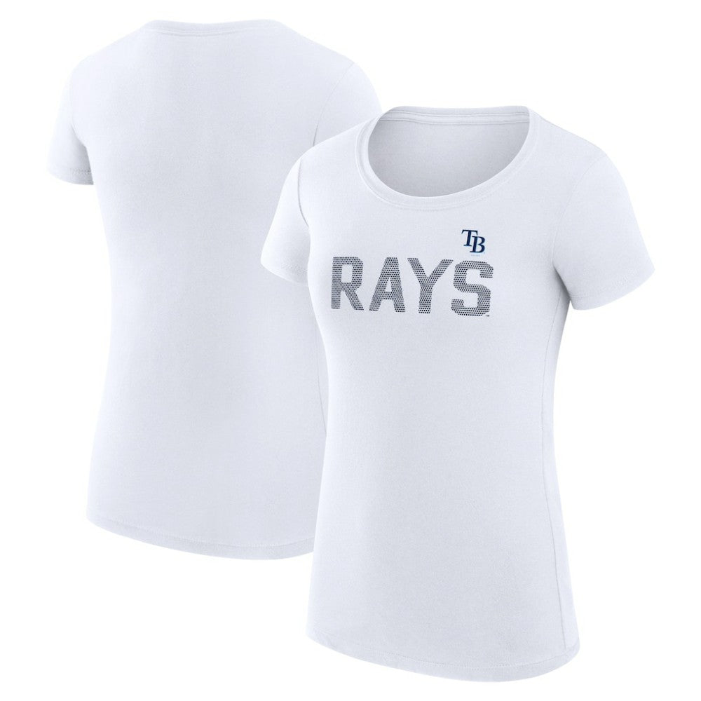 Tampa Bay Rays G-III 4Her by Carl Banks Women's Super-Slim Fit Lightweight Dot Print T-Shirt - White T-shirts