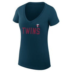 Minnesota Twins G-III 4Her by Carl Banks Women's Super-Slim Fit Lightweight Dot Print V-Neck T-Shirt - Navy T-shirts