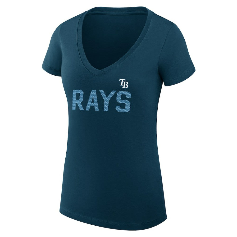 Tampa Bay Rays G-III 4Her by Carl Banks Women's Super-Slim Fit Lightweight Dot Print V-Neck T-Shirt - Navy T-shirts