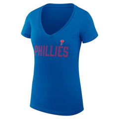 Philadelphia Phillies G-III 4Her by Carl Banks Women's Super-Slim Fit Lightweight Dot Print V-Neck T-Shirt - Royal T-shirts