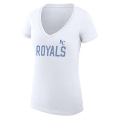Kansas City Royals G-III 4Her by Carl Banks Women's Super-Slim Fit Lightweight Dot Print V-Neck T-Shirt - White T-shirts