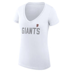 San Francisco Giants G-III 4Her by Carl Banks Women's Super-Slim Fit Lightweight Dot Print V-Neck T-Shirt - White T-shirts