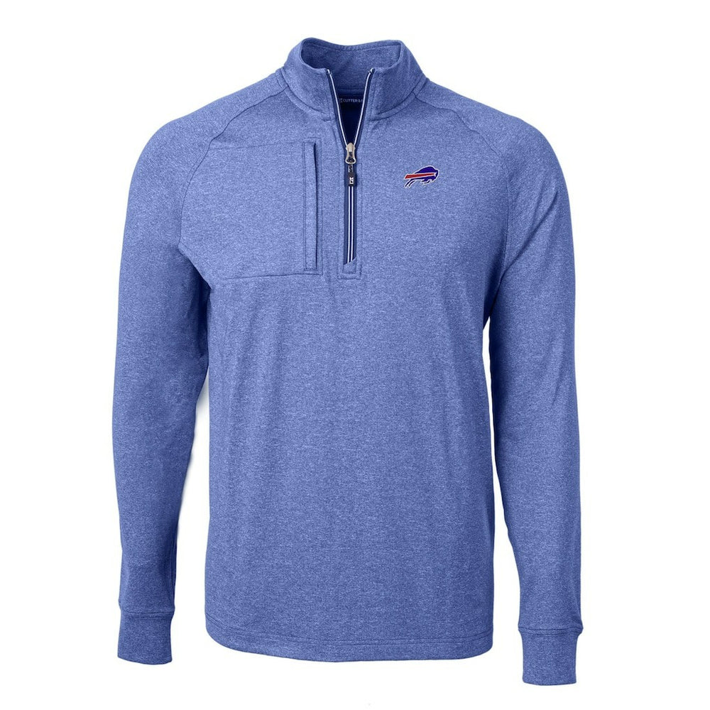 Buffalo Bills Cutter & Buck Big & Tall Adapt Eco Knit Quarter-Zip Pullover Top - Heather Royal Pullover