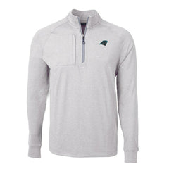 Carolina Panthers Cutter & Buck Big & Tall Adapt Eco Knit Quarter-Zip Pullover Top - Heather Gray Pullover