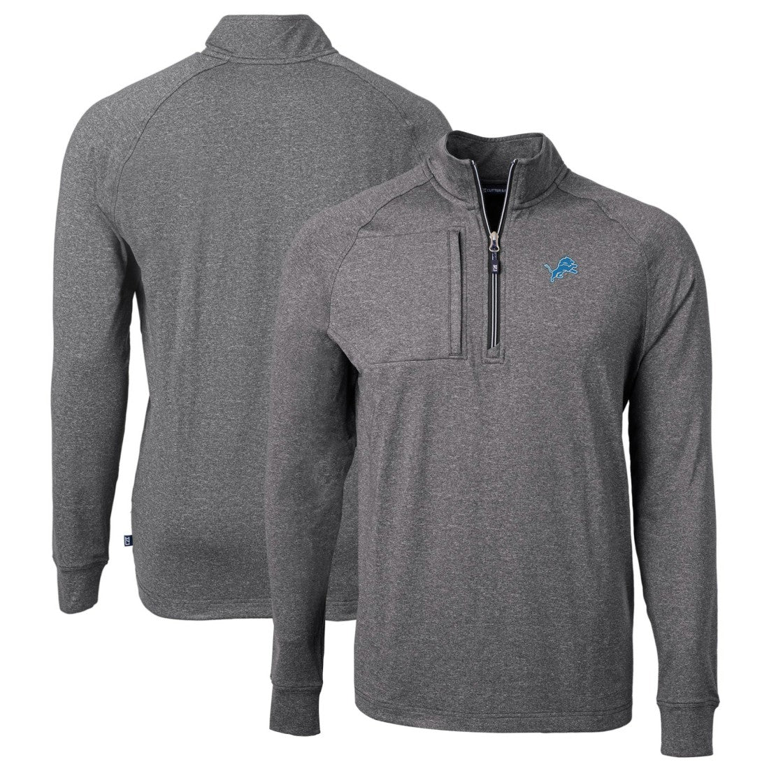 Detroit Lions Cutter & Buck Big & Tall Adapt Eco Knit Quarter-Zip Pullover Top - Heather Black Pullover