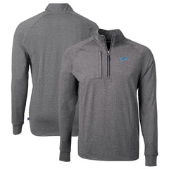 Detroit Lions Cutter & Buck Big & Tall Adapt Eco Knit Quarter-Zip Pullover Top - Heather Black Pullover