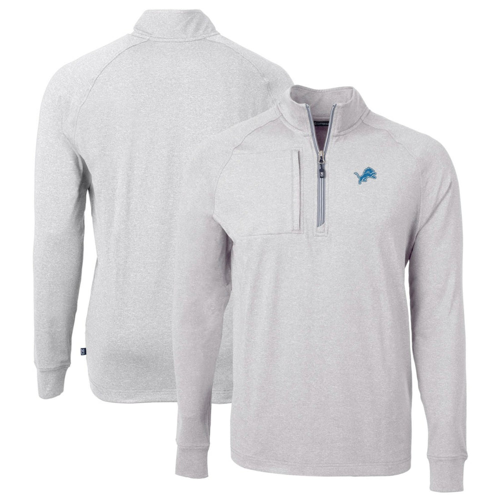 Detroit Lions Cutter & Buck Big & Tall Adapt Eco Knit Quarter-Zip Pullover Top - Heather Gray Pullover