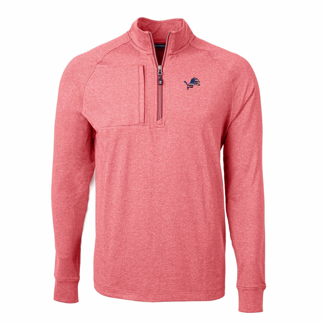 Detroit Lions Cutter & Buck Big & Tall Adapt Eco Knit Quarter-Zip Pullover Top - Heather Red Pullover