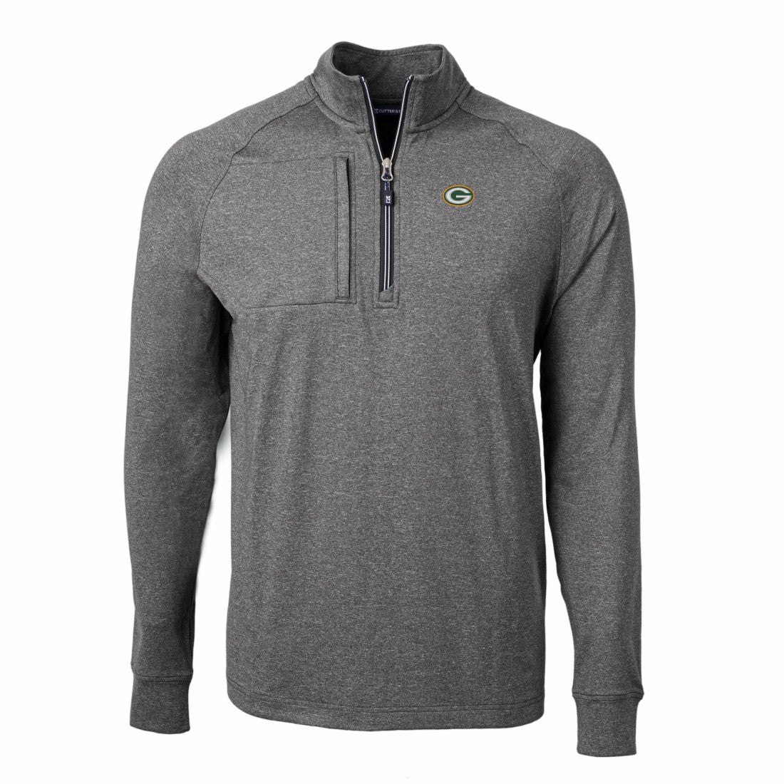 Green Bay Packers Cutter & Buck Big & Tall Adapt Eco Knit Quarter-Zip Pullover Top - Heather Black Pullover