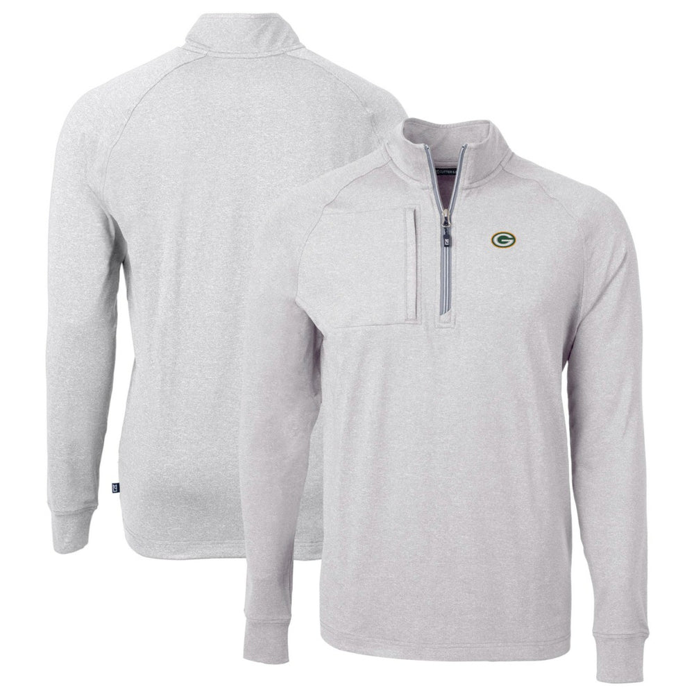 Green Bay Packers Cutter & Buck Big & Tall Adapt Eco Knit Quarter-Zip Pullover Top - Heather Gray Pullover