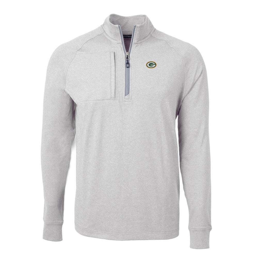Green Bay Packers Cutter & Buck Big & Tall Adapt Eco Knit Quarter-Zip Pullover Top - Heather Gray Pullover
