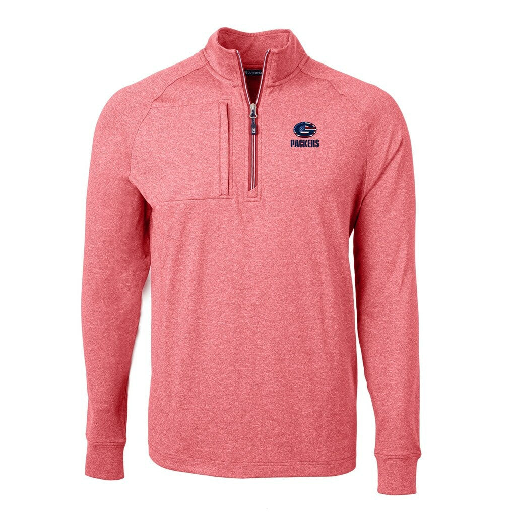 Green Bay Packers Cutter & Buck Big & Tall Adapt Eco Knit Quarter-Zip Pullover Top - Heather Red Pullover