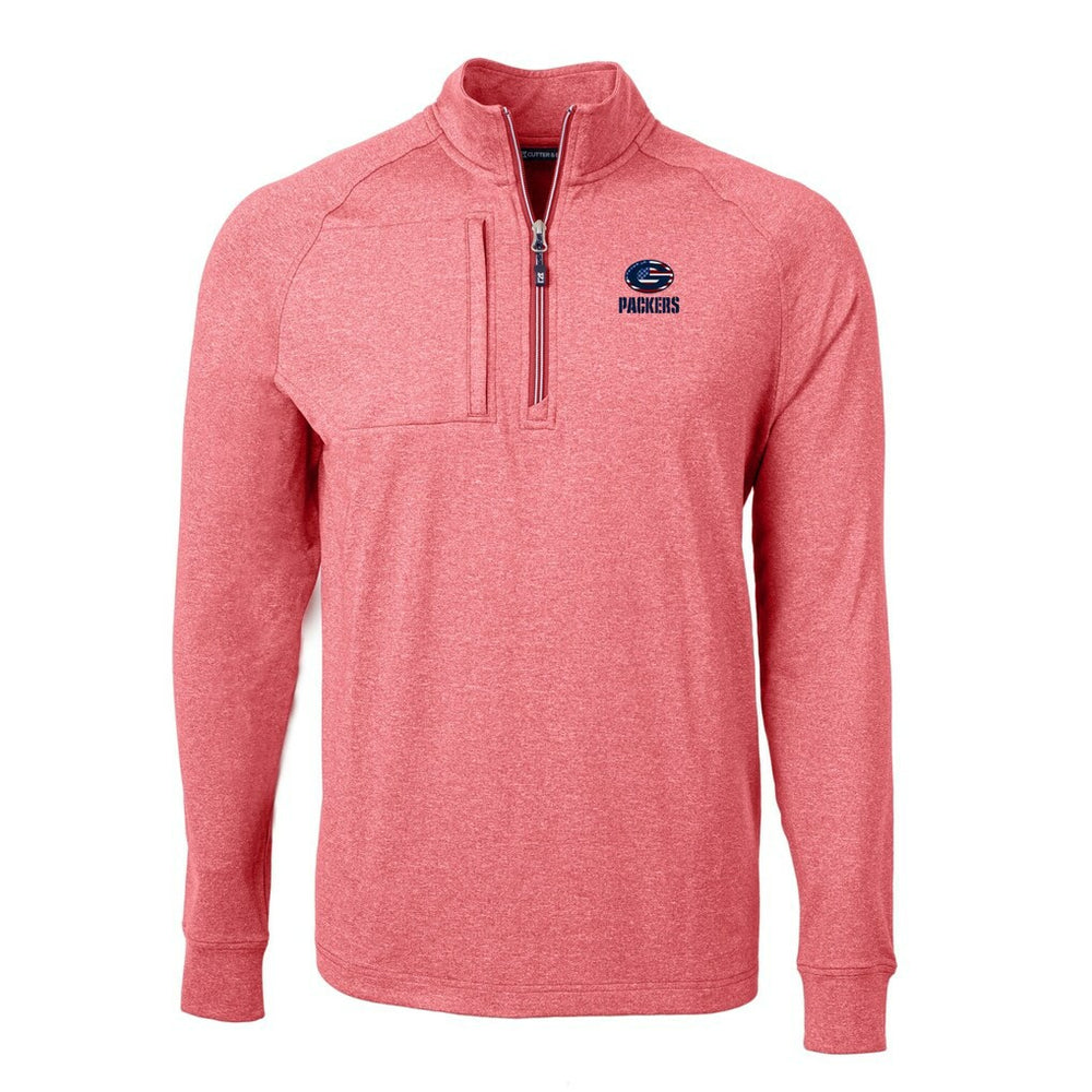 Green Bay Packers Cutter & Buck Big & Tall Adapt Eco Knit Quarter-Zip Pullover Top - Heather Red Pullover