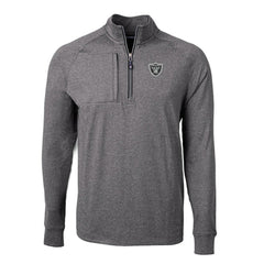 Las Vegas Raiders Cutter & Buck Big & Tall Adapt Eco Knit Quarter-Zip Pullover Top - Heather Black Pullover