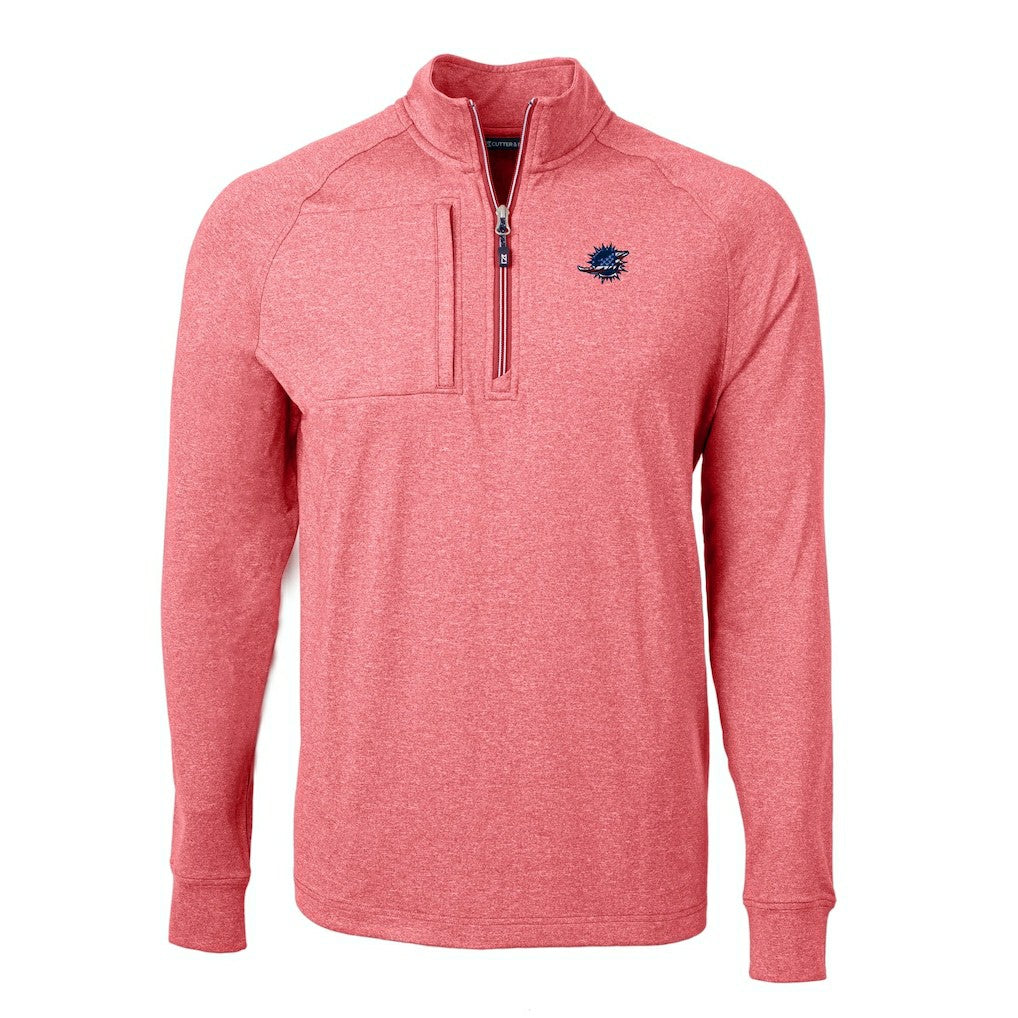 Miami Dolphins Cutter & Buck Big & Tall Adapt Eco Knit Quarter-Zip Pullover Top - Heather Red Pullover