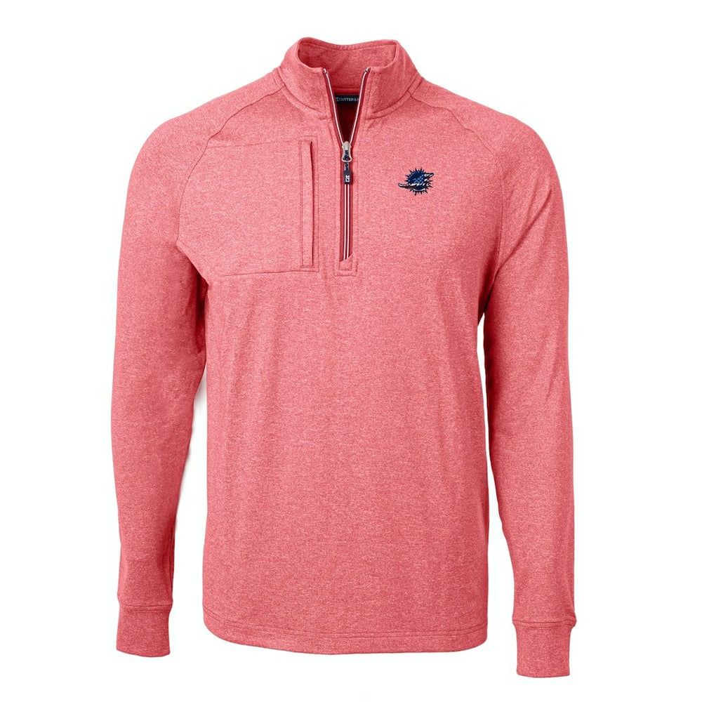 Miami Dolphins Cutter & Buck Big & Tall Adapt Eco Knit Quarter-Zip Pullover Top - Heather Red Pullover
