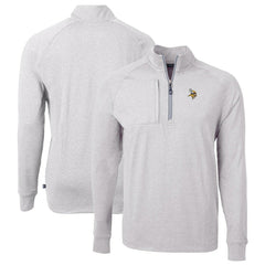 Minnesota Vikings Cutter & Buck Big & Tall Adapt Eco Knit Quarter-Zip Pullover Top - Heather Gray Pullover