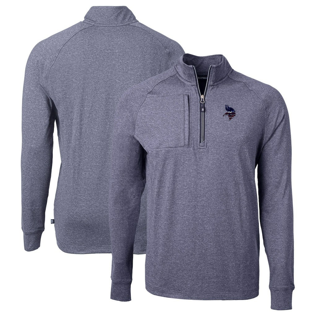 Minnesota Vikings Cutter & Buck Big & Tall Adapt Eco Knit Quarter-Zip Pullover Top - Heather Navy Pullover