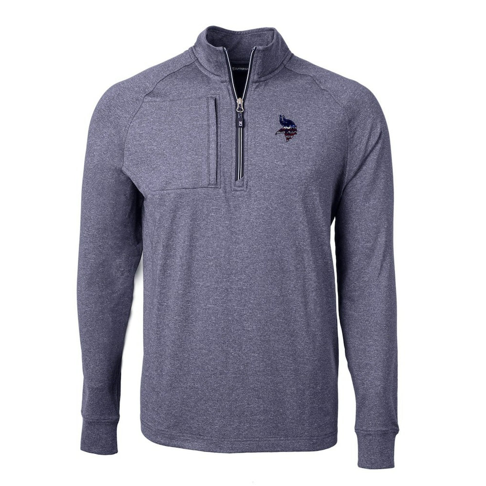 Minnesota Vikings Cutter & Buck Big & Tall Adapt Eco Knit Quarter-Zip Pullover Top - Heather Navy Pullover