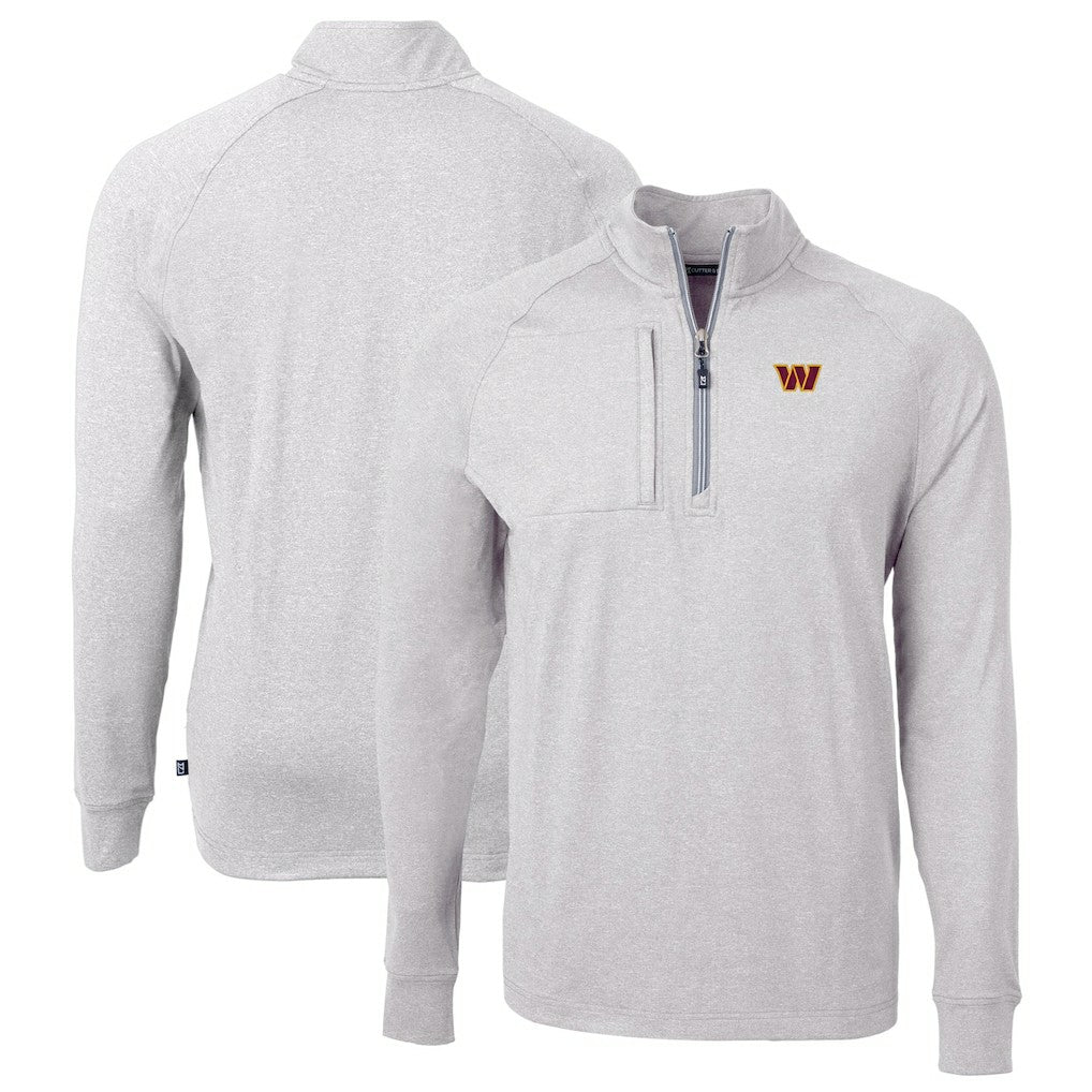 Washington Commanders Cutter & Buck Big & Tall Adapt Eco Knit Quarter-Zip Pullover Top - Heather Gray Pullover