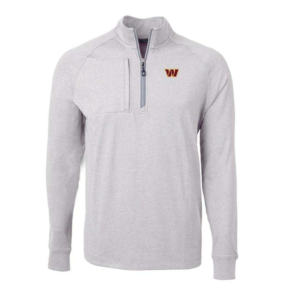 Washington Commanders Cutter & Buck Big & Tall Adapt Eco Knit Quarter-Zip Pullover Top - Heather Gray Pullover